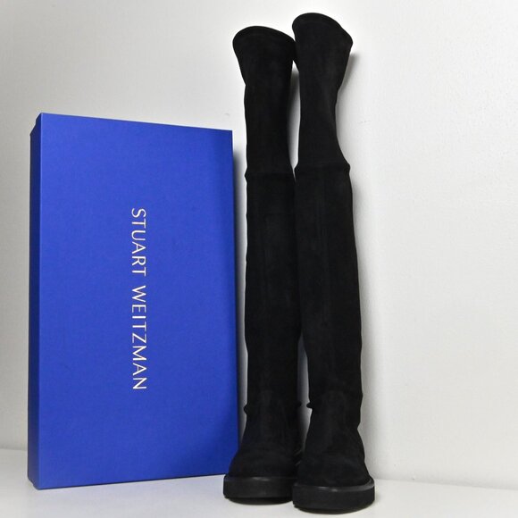 Stuart Weitzman Lowland Lift Jocey Over-the-Knee Suede Tall Black Boot US10 UK8 - Picture 4 of 16